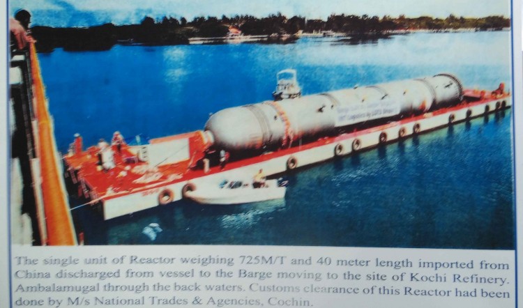 Customs clearance of 725 M/T Reactor